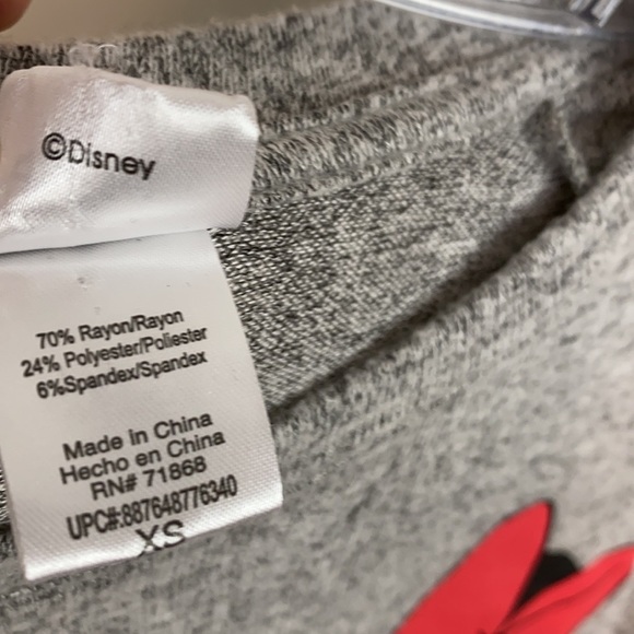 Disney Mickey Mouse And Minnie Mouse Gray Long Sleeve Top Size XS - Picture 9 of 11